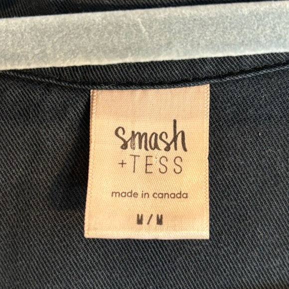 SMASH + TESS Sz M Zipper Jumpsuit 100% Tencel Pockets Collar in Barely Black - Picture 6 of 13